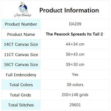 Load image into Gallery viewer, Peacock Open Screen Animal Cross Stitch Embroidery Kits - AIMDIY