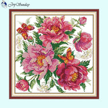 Load image into Gallery viewer, Peony Flower Floral Patterns Stitch Butterfly - AIMDIY