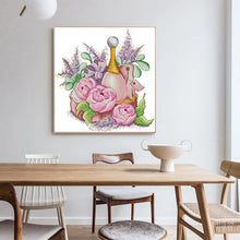 Load image into Gallery viewer, Peony Perfume Cross Stitch Kit - Floral Embroidery Set for Adults