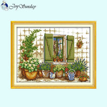 Load image into Gallery viewer, Potted Plant Outside Window Cross Stitch Kit - AIMDIY