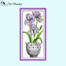 Load image into Gallery viewer, DIY Potted Plants Cross Stitch Kit - Floral Patterns Stamped Canvas for Handmade Embroidery