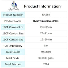 Load image into Gallery viewer, Rabbit in Blue Dress Cartoon Animal Stitch Cross Stitch Pattern - AIMDIY