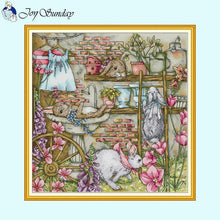 Load image into Gallery viewer, Rabbit's Garden Joy Sunday Animal Pattern Cross Stitch DIY Crafts - AIMDIY