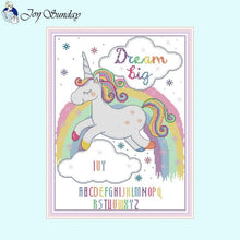 Load image into Gallery viewer, Rainbow Unicorn Joy Sunday Cross Stitch - AIMDIY