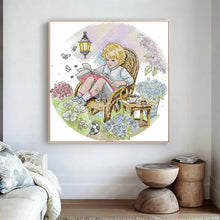 Load image into Gallery viewer, Reading Cartoon Character Pattern - Cross Stitch Kit - AIMDIY