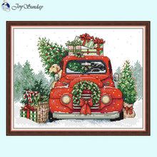 Load image into Gallery viewer, Red Car Christmas Cross Stitch Kit - AIMDIY