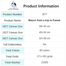 Load image into Gallery viewer, Return from a trip to France DIY Hand Cross Stitch Kit - AIMDIY