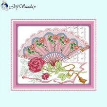 Load image into Gallery viewer, Rose Flower Fan DIY Cross Stitch Embroidery Kits - AIMDIY