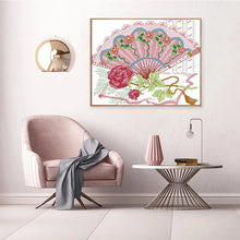 Load image into Gallery viewer, Rose Flower Fan DIY Cross Stitch Embroidery Kits - AIMDIY