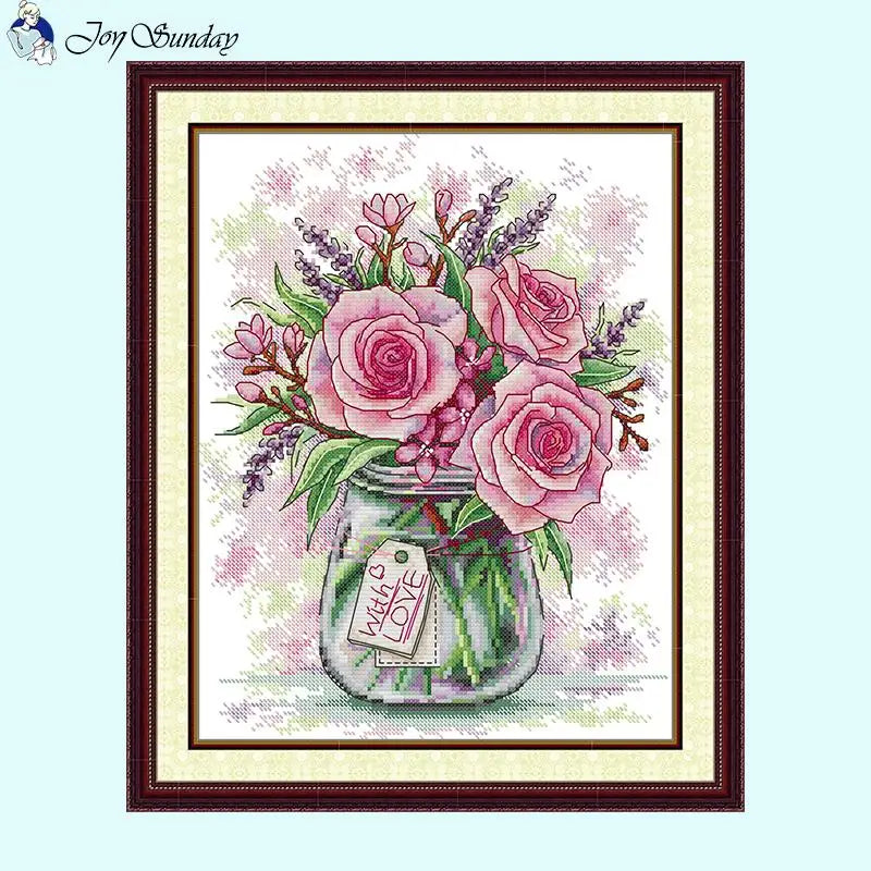 lavender flower cross stitch pattern Flower Vase Pattern Cross Stitch Roses and Lavender
