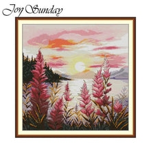 Load image into Gallery viewer, Joy Sunday Sunset Landscape Cross Stitch Kit – Printed 11CT/14CT/16CT Aida for DIY Embroidery & Home Decor