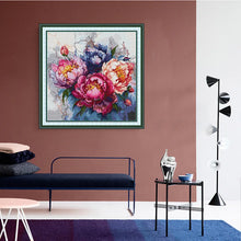 Load image into Gallery viewer, Paeonia Suffruticosa Cross Stitch Kit – DIY Handmade Floral Embroidery on Stamped Canvas