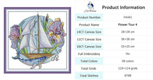 Load image into Gallery viewer, Flower Tour Floral Sailboat Pattern Cross Stitch Kits - AIMDIY
