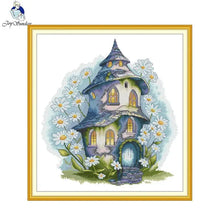 Load image into Gallery viewer, Joy Sunday Peony Daisy Cottage Cross Stitch Kit β Printed Aida 11CT/14CT/16CT HD Pattern Embroidery Set