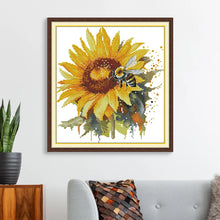 Load image into Gallery viewer, Sunflowers and Bees Cross Stitch Kit - Vintage Garden Embroidery