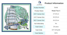Load image into Gallery viewer, Flower Tour Floral Sailboat Pattern Cross Stitch Kits - AIMDIY