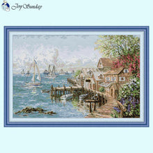 Load image into Gallery viewer, Sailor's Harbor Seaside Scenery Cross Stitch Kit - AIMDIY