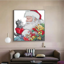 Load image into Gallery viewer, Santa and Kitten - Cross Stitch - AIMDIY
