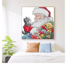 Load image into Gallery viewer, Santa and Kitten - Cross Stitch - AIMDIY