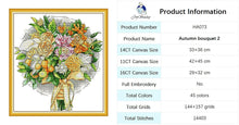 Load image into Gallery viewer, Bouquet Floral Patterns Cross Stitch Kits – DIY Embroidery Kit for Beginners & Crafters