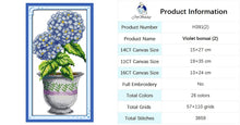 Load image into Gallery viewer, DIY Potted Plants Cross Stitch Kit - Floral Patterns Stamped Canvas for Handmade Embroidery