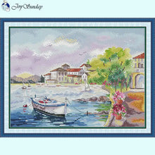 Load image into Gallery viewer, DIY Handmade Needlework Seaside Landscape Cross Stitch Kit - AIMDIY