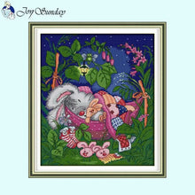 Load image into Gallery viewer, Sleeping Bunny Baby Cartoon Animal Pattern 11CT Cross Stitch Kits - AIMDIY