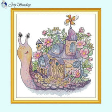 Load image into Gallery viewer, Snail House Floral Scenery Pattern X Stitch Patterns - AIMDIY
