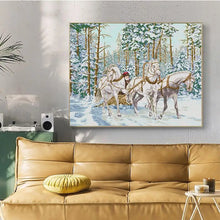Load image into Gallery viewer, Snow Carriage Winter Animal Patterns Cross Stitch - AIMDIY
