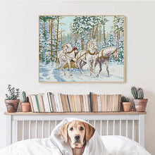 Load image into Gallery viewer, Snow Carriage Winter Animal Patterns Cross Stitch - AIMDIY