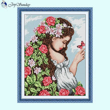 Load image into Gallery viewer, Spring Daughter Flower Character Pattern Cross Stitch - AIMDIY