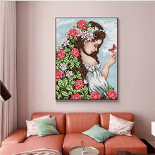 Load image into Gallery viewer, Spring Daughter Flower Character Pattern Cross Stitch - AIMDIY