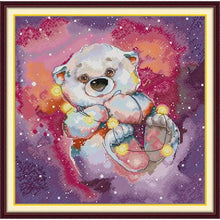 Load image into Gallery viewer, Starry Bear Cartoon Printed Cross Stitch - AIMDIY