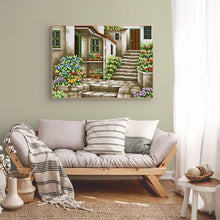 Load image into Gallery viewer, Stone Staircase Flower Scenery Cross Stitch DIY Hand Embroidery Kit - AIMDIY