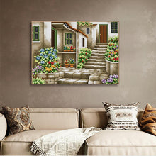 Load image into Gallery viewer, Stone Staircase Flower Scenery Cross Stitch DIY Hand Embroidery Kit - AIMDIY