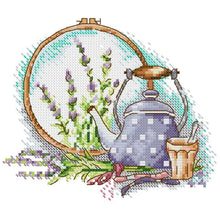 Load image into Gallery viewer, Tea Set and Embroidery Floral Pattern Cross Stitch Kits - AIMDIY