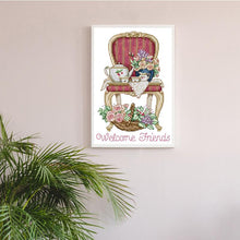 Load image into Gallery viewer, Tea Set And Flowers On Chair Cross Stitch Kit - AIMDIY