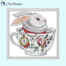 Load image into Gallery viewer, Teacup Rabbit Cartoon Animal Pattern Cross Stitch Kits - AIMDIY