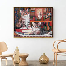 Load image into Gallery viewer, Cross Stitch Kits For Beginners - The Learned Cat Animal Pattern - AIMDIY