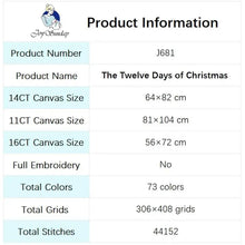 Load image into Gallery viewer, The Twelve Days of Christmas Stamped Cross Stitch Kits - AIMDIY