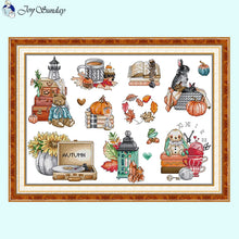 Load image into Gallery viewer, The Scent of Autumn Cross Stitch Kits with Fall Patterns on Stamped Canvas for Handmade Embroidery