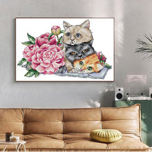 Load image into Gallery viewer, Three Kittens With Flowers Animals Patterns Cross Stitch     Counted - AIMDIY