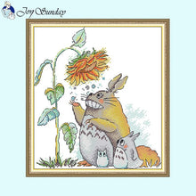 Load image into Gallery viewer, Totoro and Sunflower Cartoon Patterns Cross Stitch - AIMDIY