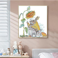 Load image into Gallery viewer, Totoro and Sunflower Cartoon Patterns Cross Stitch - AIMDIY