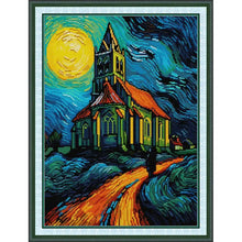 Load image into Gallery viewer, Van Gogh Style Church Art Pattern Joy Sunday Cross Stitch Kits - AIMDIY
