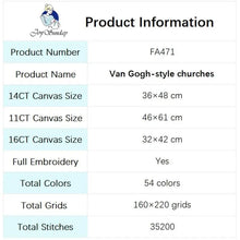 Load image into Gallery viewer, Van Gogh Style Church Art Pattern Joy Sunday Cross Stitch Kits - AIMDIY