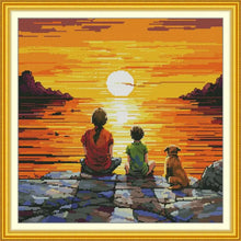 Load image into Gallery viewer, Watching Sunrise over the Sea Cross Stitch Kit - AIMDIY