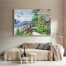 Load image into Gallery viewer, Waterfront Cottage Scenery Patterns Counted - AIMDIY