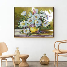 Load image into Gallery viewer, 14CT White Flowers Floral Pattern Cross Stitch Kit - AIMDIY
