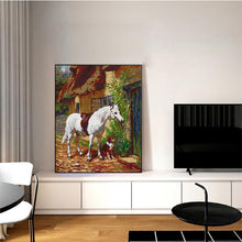 Load image into Gallery viewer, White Horse next to the house Joy Sunday Animal Cross Stitch Kits - AIMDIY